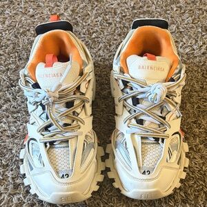 Balenciaga White and Orange Athletic Shoes